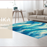 Ultra Soft Area Rug, Non Slip, Stain Resistant, Washable Area Rugs for Living Room, Bedroom, Coastal Ocean Wave Blue Nursery Washable Rug(Blue)