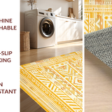 Ultra Soft Area Rug, Non Slip, Stain Resistant, Washable Area Rugs for Living Room, Bedroom, Rustic Earthy Geometric Arrangement(Yellow)