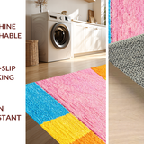 Ultra Soft Area Rug, Non Slip, Stain Resistant, Washable Area Rugs for Living Room, Bedroom, Playful Colorful Hopscotch Design(Pink)
