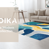 Ultra Soft Area Rug, Non Slip, Stain Resistant, Washable Area Rugs for Living Room, Bedroom, Funky Coastal Mosaic Rug Featuring Abstract Seashells and Surfboard Shapes(Blue)