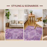 Ultra Soft Area Rug, Non Slip, Stain Resistant, Washable Area Rugs for Living Room, Bedroom, Rustic Distressed Mauve Aesthetic(Purple)