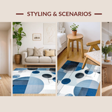 Ultra Soft Area Rug, Non Slip, Stain Resistant, Washable Area Rugs for Living Room, Bedroom, Sleek Snowy Textural Harmony(Blue)