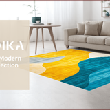 Ultra Soft Area Rug, Non Slip, Stain Resistant, Washable Area Rugs for Living Room, Bedroom, Contemporary Artistic Textured Motif(Yellow)