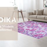 Ultra Soft Area Rug, Non Slip, Stain Resistant, Washable Area Rugs for Living Room, Bedroom, Stylish Rustic Floral Accent(Purple)