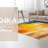 Ultra Soft Area Rug, Non Slip, Stain Resistant, Washable Area Rugs for Living Room, Bedroom, Lively Eclectic Geometric Arrangement(Orange)