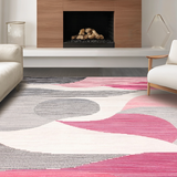 Contemporary Grey Pink Abstract Motif(Pink)