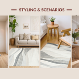 Elegant Cream Grey Geometric Waves(Gray)