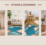 Ultra Soft Area Rug, Non Slip, Stain Resistant, Washable Area Rugs for Living Room, Bedroom, Charming Nautical Coral Aesthetic(Blue)