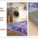 Ultra Soft Area Rug, Non Slip, Stain Resistant, Washable Area Rugs for Living Room, Bedroom, Eclectic Vintage Floral Ensemble(Purple)