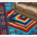 Ultra Soft Area Rug, Non Slip, Stain Resistant, Washable Area Rugs for Living Room, Bedroom, Geometric Teal and Rust Dining Room Rug(Red)