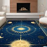 Ultra Soft Area Rug, Non Slip, Stain Resistant, Washable Area Rugs for Living Room, Bedroom, Radiant Celestial Inspired Artwork(Blue)