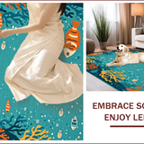 Ultra Soft Area Rug, Non Slip, Stain Resistant, Washable Area Rugs for Living Room, Bedroom, Vibrant Sea Life Motif(Blue)