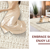 Ultra Soft Area Rug, Non Slip, Stain Resistant, Washable Area Rugs for Living Room, Bedroom, Minimalist Abstract Lattice Arrangement(Beige)
