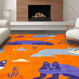 Ultra Soft Area Rug, Non Slip, Stain Resistant, Washable Area Rugs for Living Room, Bedroom, Colorful Cartoonish Wilderness Scene(Orange)