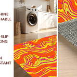 Ultra Soft Area Rug, Non Slip, Stain Resistant, Washable Area Rugs for Living Room, Bedroom, Vibrant Retro Wavy Aesthetic(Orange)