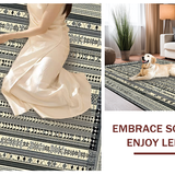 Ultra Soft Area Rug, Non Slip, Stain Resistant, Washable Area Rugs for Living Room, Bedroom, Unique Modern Medallion Design(Beige)