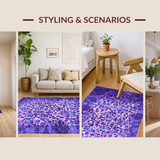 Ultra Soft Area Rug, Non Slip, Stain Resistant, Washable Area Rugs for Living Room, Bedroom, Sophisticated Vintage Diamond Texture(Purple)