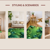 Ultra Soft Area Rug, Non Slip, Stain Resistant, Washable Area Rugs for Living Room, Bedroom, Green Leaf Plush Rug for Tropical Bedroom Decor(Green)