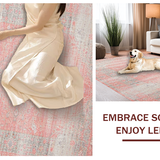 Ultra Soft Area Rug, Non Slip, Stain Resistant, Washable Area Rugs for Living Room, Bedroom, Soft Pastel Elegant Medallion(Pink)