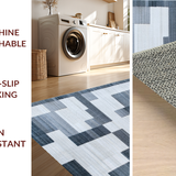 Ultra Soft Area Rug, Non Slip, Stain Resistant, Washable Area Rugs for Living Room, Bedroom, Sleek Monochrome Ogee Style(Gray)