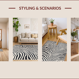 Ultra Soft Area Rug, Non Slip, Stain Resistant, Washable Area Rugs for Living Room, Bedroom, Boho Zebra Runner(Black)