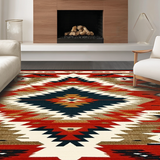 Ultra Soft Area Rug, Non Slip, Stain Resistant, Washable Area Rugs for Living Room, Bedroom, Vibrant Navajo Inspired Graphic Style(Red)