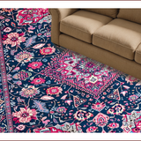 Ultra Soft Area Rug, Non Slip, Stain Resistant, Washable Area Rugs for Living Room, Bedroom, Rustic Multicolor Geometric Motifs(Blue)
