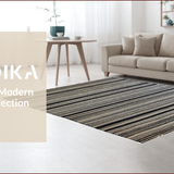 Ultra Soft Area Rug, Non Slip, Stain Resistant, Washable Area Rugs for Living Room, Bedroom, Chic Linear Patterned Art Piece(Black)