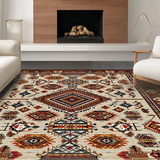 Ultra Soft Area Rug, Non Slip, Stain Resistant, Washable Area Rugs for Living Room, Bedroom, Chic Colorful Textured Motif(Red)