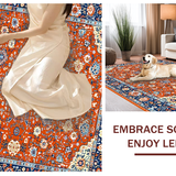 Ultra Soft Area Rug, Non Slip, Stain Resistant, Washable Area Rugs for Living Room, Bedroom, Eclectic Vintage Floral Tapestry(Red)