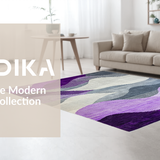 Ultra Soft Area Rug, Non Slip, Stain Resistant, Washable Area Rugs for Living Room, Bedroom, Dynamic Abstract Shapes Ensemble(Purple)