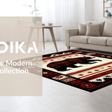 Ultra Soft Area Rug, Non Slip, Stain Resistant, Washable Area Rugs for Living Room, Bedroom, Rustic Wildlife Nature Motif(Red)