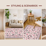 Ultra Soft Area Rug, Non Slip, Stain Resistant, Washable Area Rugs for Living Room, Bedroom, Elegant Distressed Petal Arrangement(Pink)