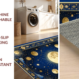 Ultra Soft Area Rug, Non Slip, Stain Resistant, Washable Area Rugs for Living Room, Bedroom, Radiant Sun and Moon Harmony(Blue)