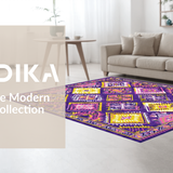 Ultra Soft Area Rug, Non Slip, Stain Resistant, Washable Area Rugs for Living Room, Bedroom, Dynamic Floral Lattice Composition(Purple)
