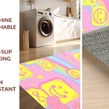 Ultra Soft Area Rug, Non Slip, Stain Resistant, Washable Area Rugs for Living Room, Bedroom, Sunny Pastel Cheerful Design(Pink)