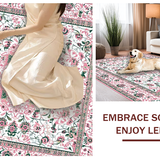 Ultra Soft Area Rug, Non Slip, Stain Resistant, Washable Area Rugs for Living Room, Bedroom, Contemporary Artistic Floral Fusion(White)