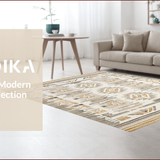 Ultra Soft Area Rug, Non Slip, Stain Resistant, Washable Area Rugs for Living Room, Bedroom, Elegant Ivory Geometric Arrangement(Beige)