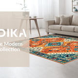 Ultra Soft Area Rug, Non Slip, Stain Resistant, Washable Area Rugs for Living Room, Bedroom, Earthy Toned Diamond Design(Orange)