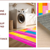 Ultra Soft Area Rug, Non Slip, Stain Resistant, Washable Area Rugs for Living Room, Bedroom, Playful Colorful Stripe Motif(Pink)
