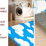 Ultra Soft Area Rug, Non Slip, Stain Resistant, Washable Area Rugs for Living Room, Bedroom, Playful Fluffy Cloud Motif(Blue)