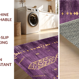 Ultra Soft Area Rug, Non Slip, Stain Resistant, Washable Area Rugs for Living Room, Bedroom, Charming Distressed Geometric Flair(Purple)