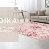 Ultra Soft Area Rug, Non Slip, Stain Resistant, Washable Area Rugs for Living Room, Bedroom, Chic Contemporary Floral Elegance(Pink)
