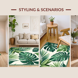 Ultra Soft Area Rug, Non Slip, Stain Resistant, Washable Area Rugs for Living Room, Bedroom, Serene Botanical Illustration Style(Green)
