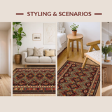 Ultra Soft Area Rug, Non Slip, Stain Resistant, Washable Area Rugs for Living Room, Bedroom, Stylish Cozy Multi-Hued Arrangement(Red)