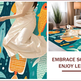 Ultra Soft Area Rug, Non Slip, Stain Resistant, Washable Area Rugs for Living Room, Bedroom, Whimsical Marine Creature Aesthetic(Blue)