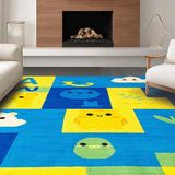 Ultra Soft Area Rug, Non Slip, Stain Resistant, Washable Area Rugs for Living Room, Bedroom, Lively Animal Alphabet Composition(Yellow)