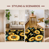 Ultra Soft Area Rug, Non Slip, Stain Resistant, Washable Area Rugs for Living Room, Bedroom, Contemporary Rustic Floral Fusion(Yellow)