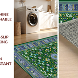 Ultra Soft Area Rug, Non Slip, Stain Resistant, Washable Area Rugs for Living Room, Bedroom, Chic Ogee Floral Arrangement(Green)