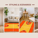 Ultra Soft Area Rug, Non Slip, Stain Resistant, Washable Area Rugs for Living Room, Bedroom, Dynamic Basketball Court Aesthetic(Orange)